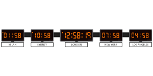 Sapling 404 Digital Clocks; Center 406 Digital Time Zone Clock - Amber LED