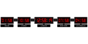Sapling 404 Digital Clocks; Center 406 Digital Time Zone Clock - Red LED