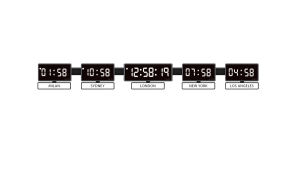 Sapling 404 Digital Clocks; Center 406 Digital Time Zone Clock - White Nameplate - White LED