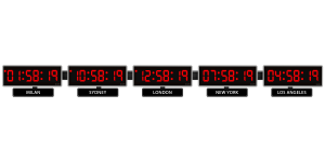 Sapling 406 Digital Time Zone Clock - Red LED