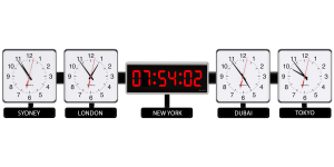 Sapling Square Analog - Dial S Hands S; Center 406 Digital Time Zone Clock